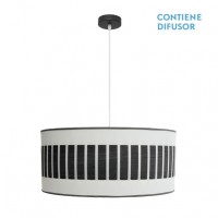 Distribuidor - Lâmpadas Diversas | Colgantes Moderno | COLGANTE IVANNA 3XE27 NEGRO/BLANCO-MADERA NEGRA REGX60X60 CM Ref: 188496009